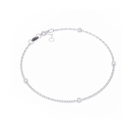 Round Bezel seting Moissanite Chain Bracelet – Minimal Sparkle, Maximum Grace